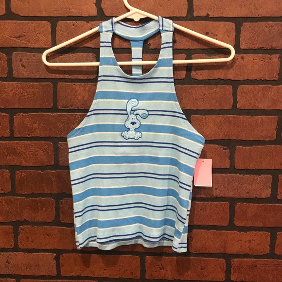 Blue's Clues Sleeveless Graphic Halter Tank Top Blue 90s NEW - Picture 1 of 12
